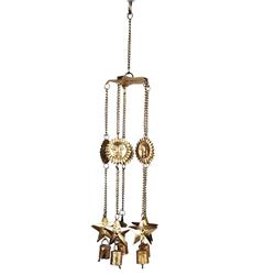 Gi018ssm 20 In. Sun & Star Painted Metal Wind Chime, Brass