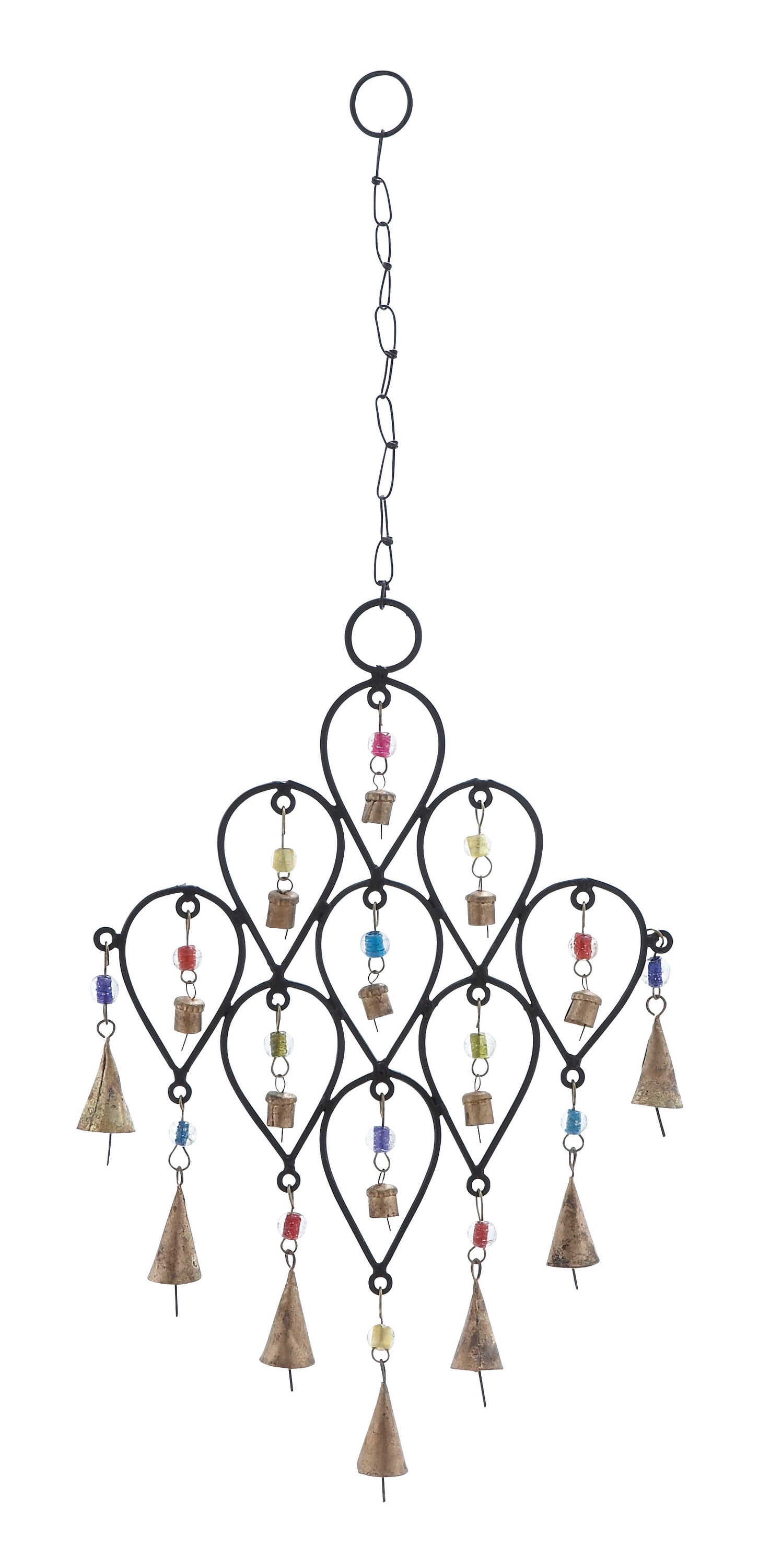 Gi218idb1 22 In. Inverted Drop Beaded Wrought Iron Wind Chime With Metal Bells