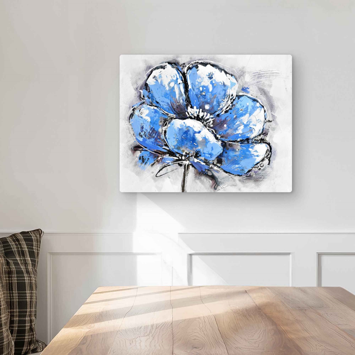 C1MP16206BO466 16 x 20 in. Abstract Blue Petals - Floral Metal Print Wall Art for Home Decor