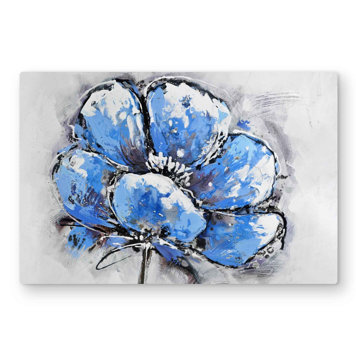 C1MP2030VN67V5 20 x 30 in. Abstract Blue Petals - Floral Metal Print Wall Art for Home Decor