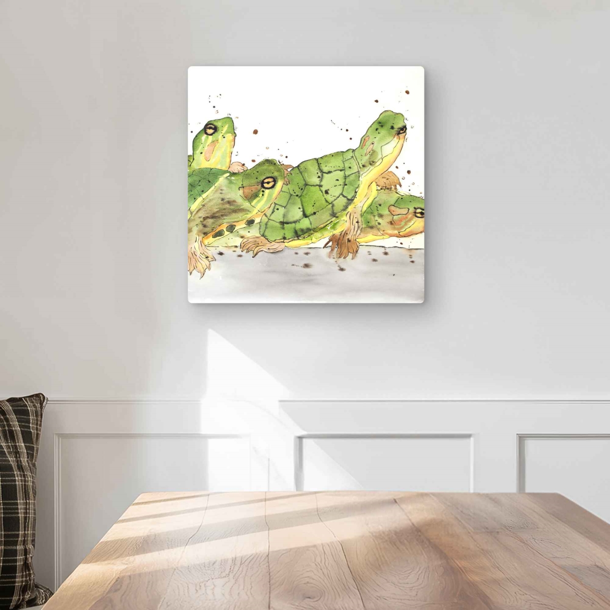 C1MP1616P19O9E 16 x 16 in. Small Aquatic Turtles - Bedroom Metal Print Wall Art for Home Decor