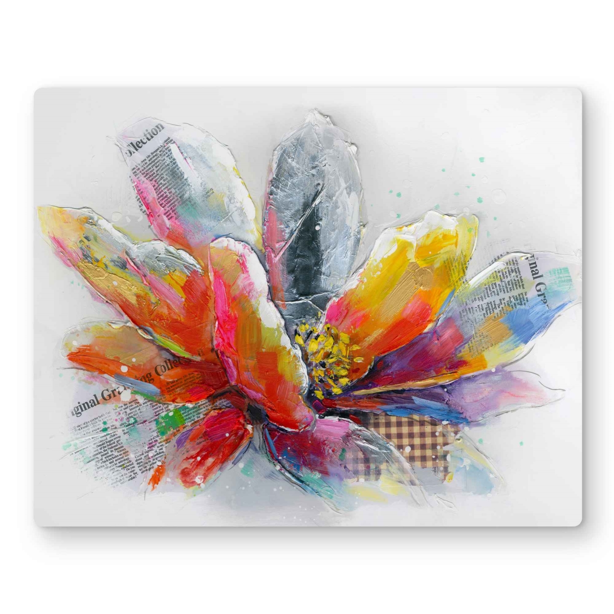 C1MP16201WQNEH 16 x 20 in. Abstract Flower with Texture Wall Art - Red Metal Print