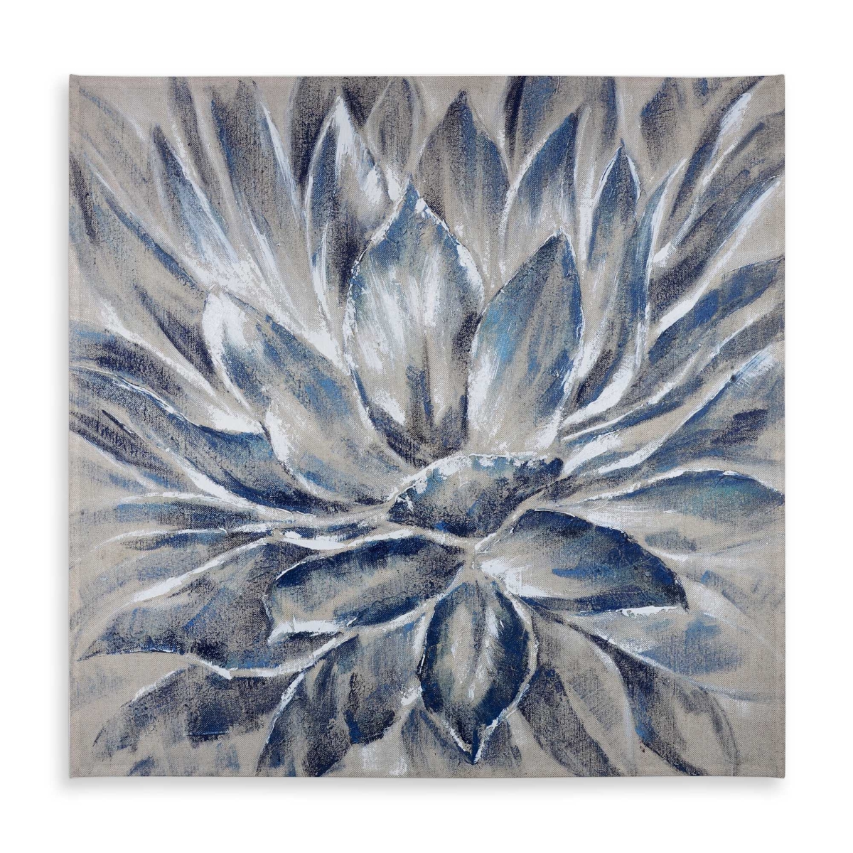 Picture of Begin Home Decor C1TC58582FPUF5 58 x 58 in. Blue & Gray Flower Tablecloth - Office Botanical Decor