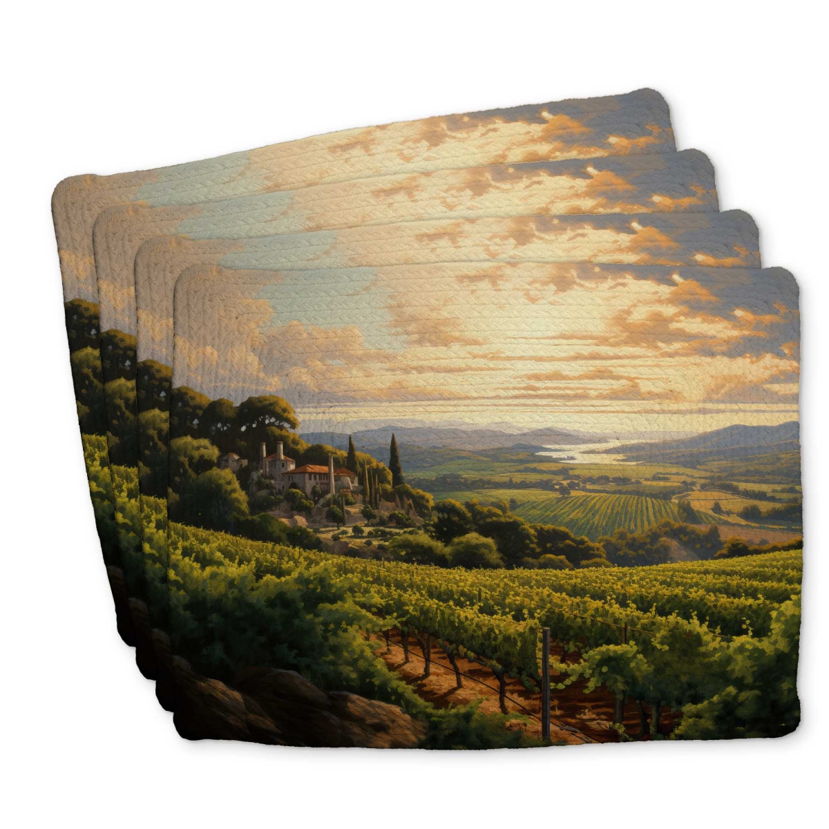 Picture of Begin Home Decor C4BP1418L3G137 14 x 18 in. Calm Dusk - Braided Polyester Placemat for Home Decor - Set of 4