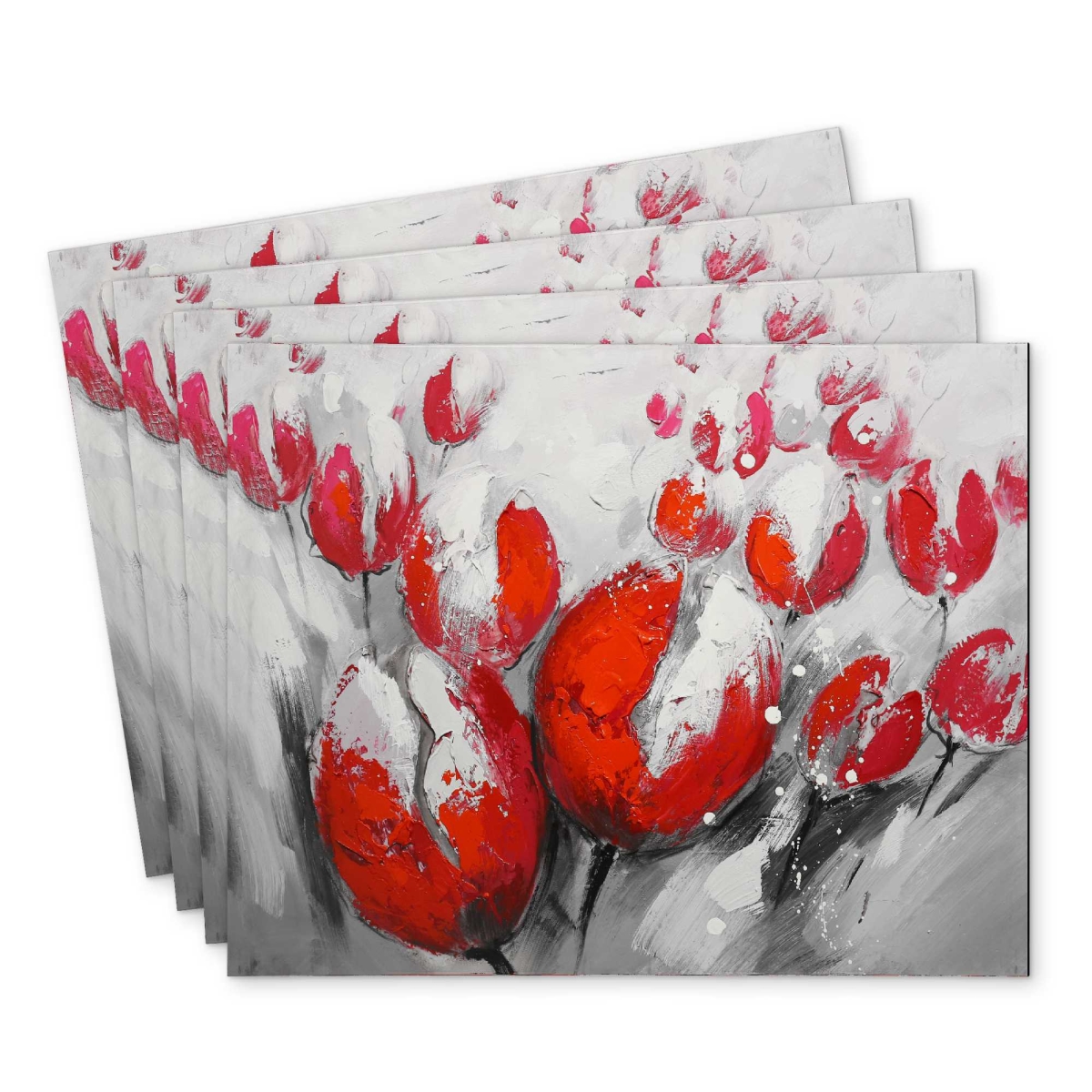 Picture of Begin Home Decor C4PP14184KTJ5A 14 x 18 in. Red Tulips Polyester Placemat - Stylish Home Decor Accent - Set of 4