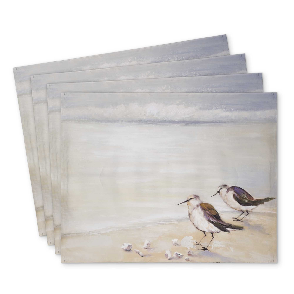 Picture of Begin Home Decor C4PP14184VZ4AN 14 x 18 in. Two Sandpipers on the Beach Polyester Placemat - Home Decor - Set of 4