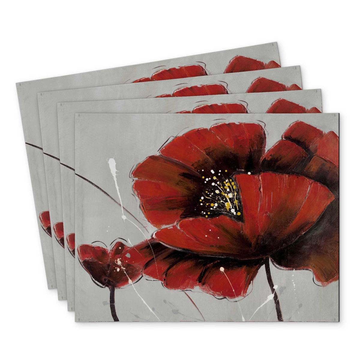 Picture of Begin Home Decor C4PP14186CRMRW 14 x 18 in. Red Poppy Flowers Polyester Placemat - Home Decor Accent - Set of 4