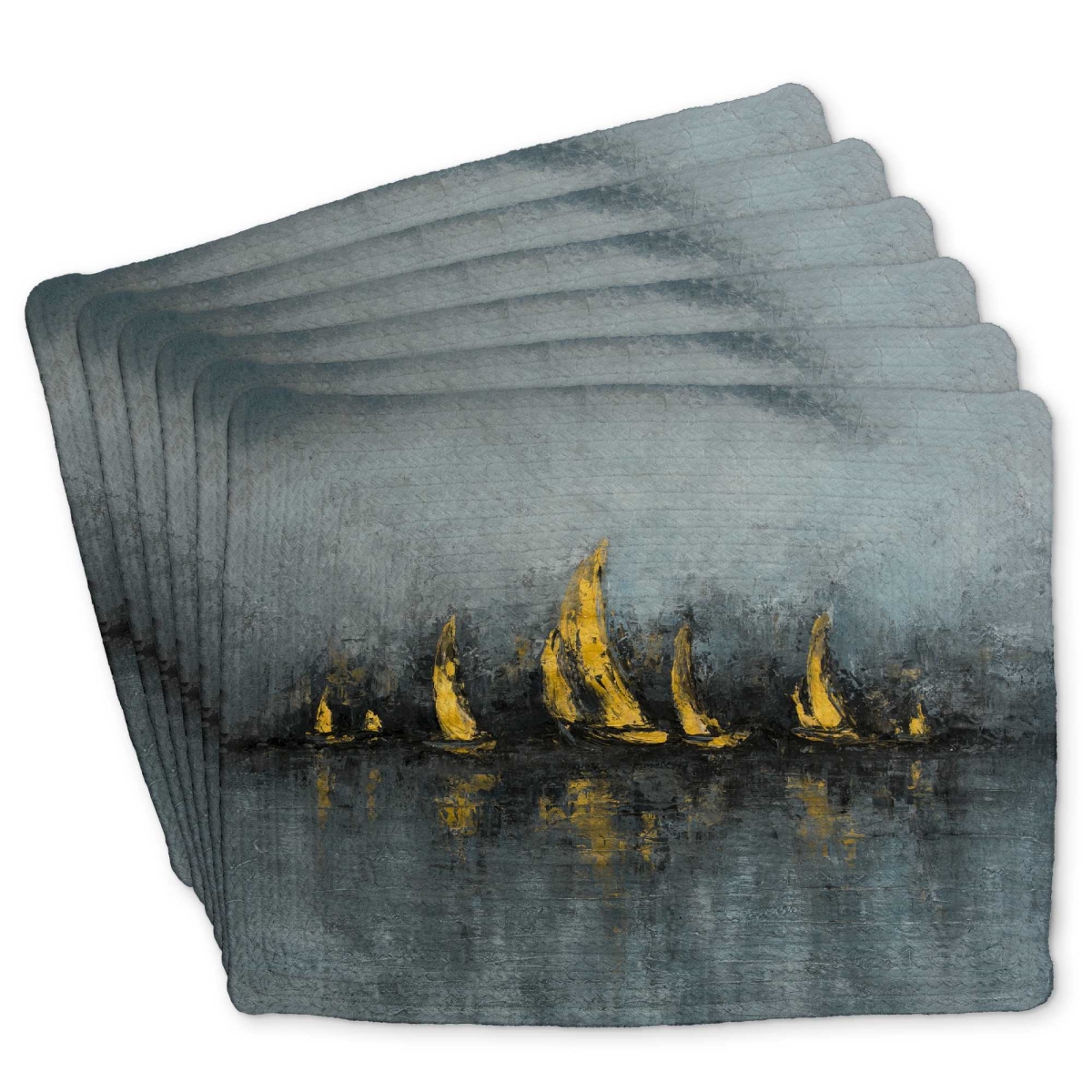 Picture of Begin Home Decor C6BP1418469FQE 14 x 18 in. Set Sail Braided Polyester Placemat for Home Decor - Stylish - Set of 6