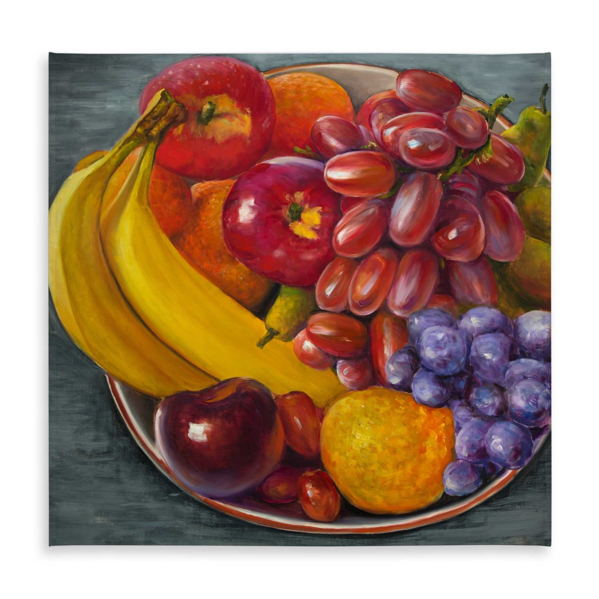 Picture of Begin Home Decor C1TC5858GU908T 58 x 58 in. Bowl of Fruits Gray Food Tablecloth for Indoor & Outdoor Decor