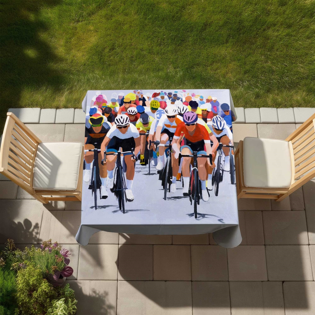 Picture of Begin Home Decor C1TC5858I915HE 58 x 58 in. Cycling Competition Tablecloth - Hobbies Sports & Games