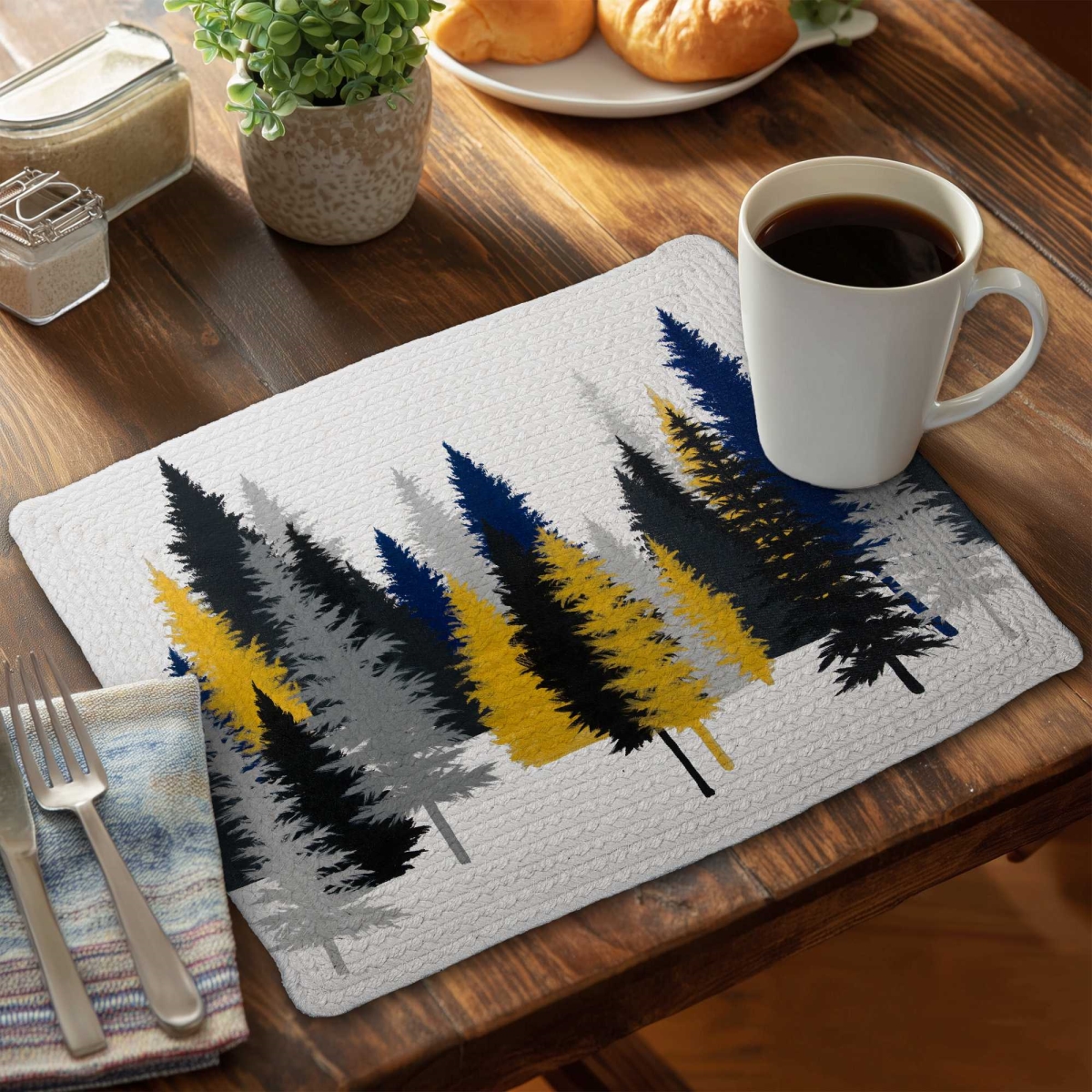 Picture of Begin Home Decor C4BP1418KGHALF 14 x 18 in. Golden Fir Braided Polyester Placemat - Stylish Home Decor - Set of 4