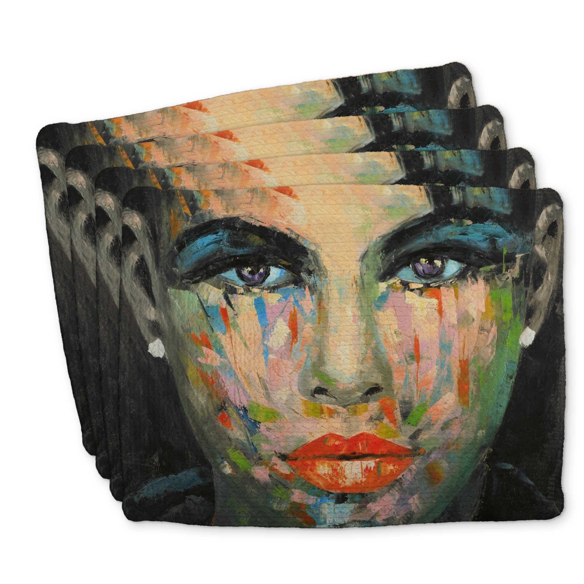 Picture of Begin Home Decor C4BP1418KVQXZ4 14 x 18 in. Abstract Portrait Braided Polyester Placemat - Home Decor - Set of 4