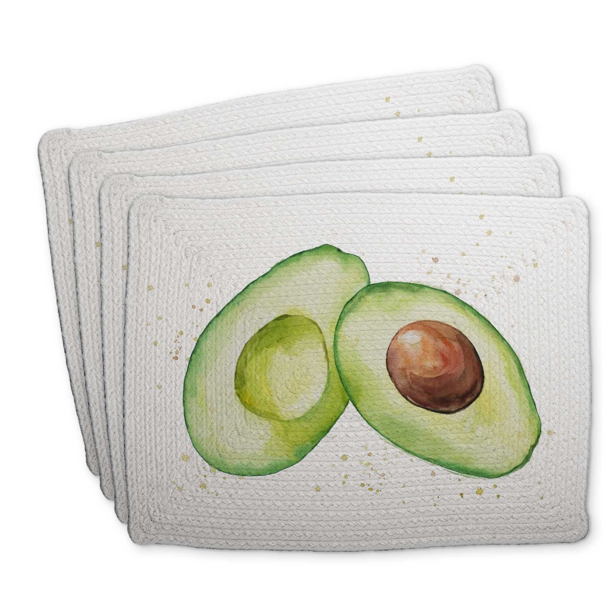 Picture of Begin Home Decor C4BP1418MP3ROF 14 x 18 in. Watercolor Open Avocado Braided Polyester Placemat - Decor - Set of 4