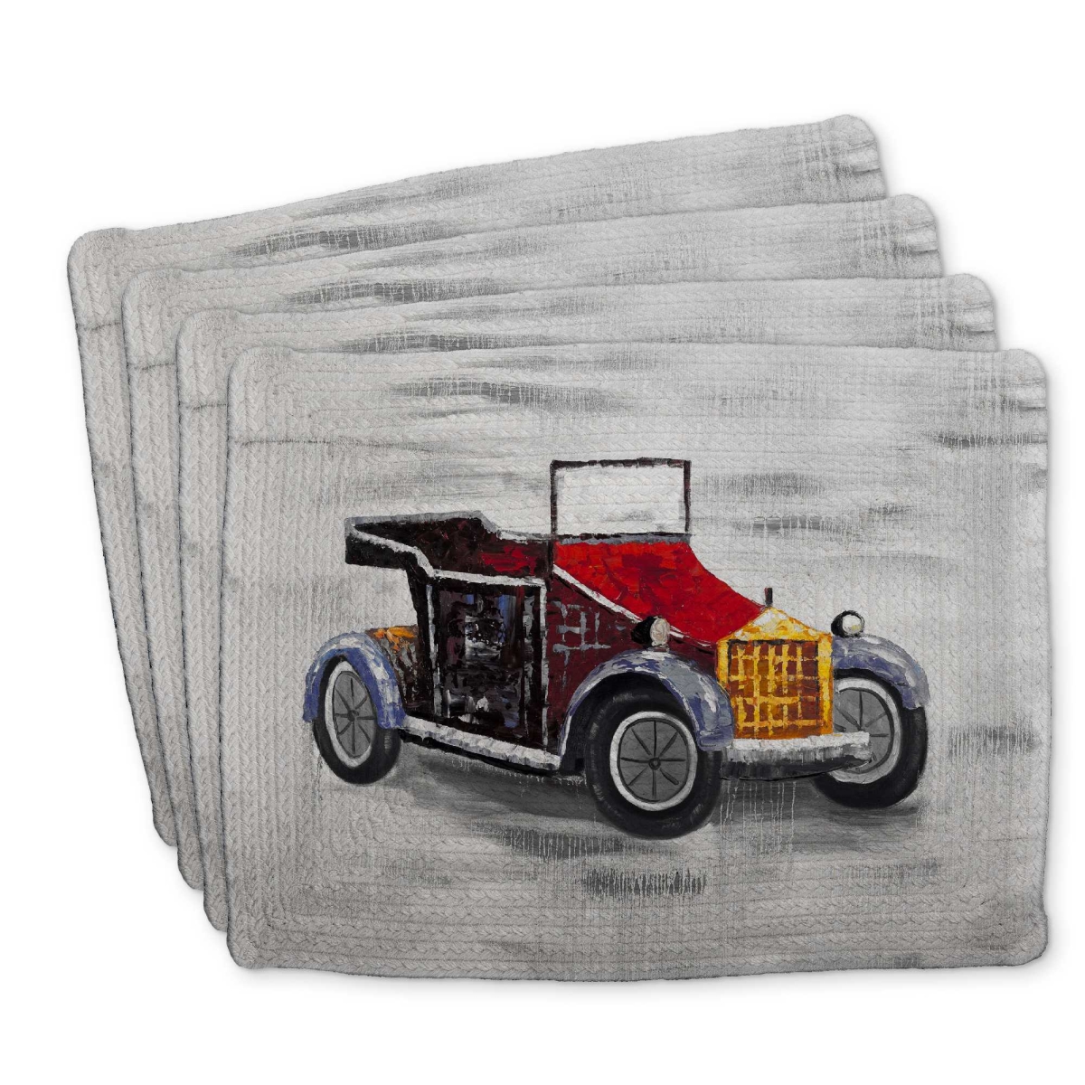 Picture of Begin Home Decor C4BP1418RU61RA 14 x 18 in. Vintage Car with Sunroof Braided Polyester Placemat - Decor - Set of 4