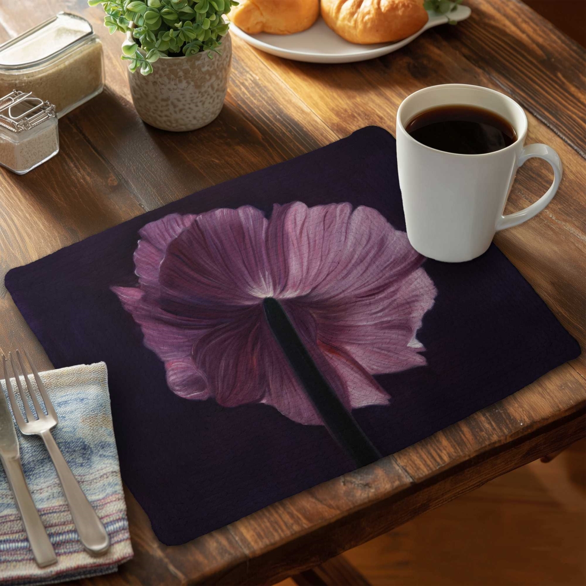 Picture of Begin Home Decor C4BP1418HFIGI5 14 x 18 in. Purple Petals Braided Polyester Placemat - Home Decor Accent - Set of 4