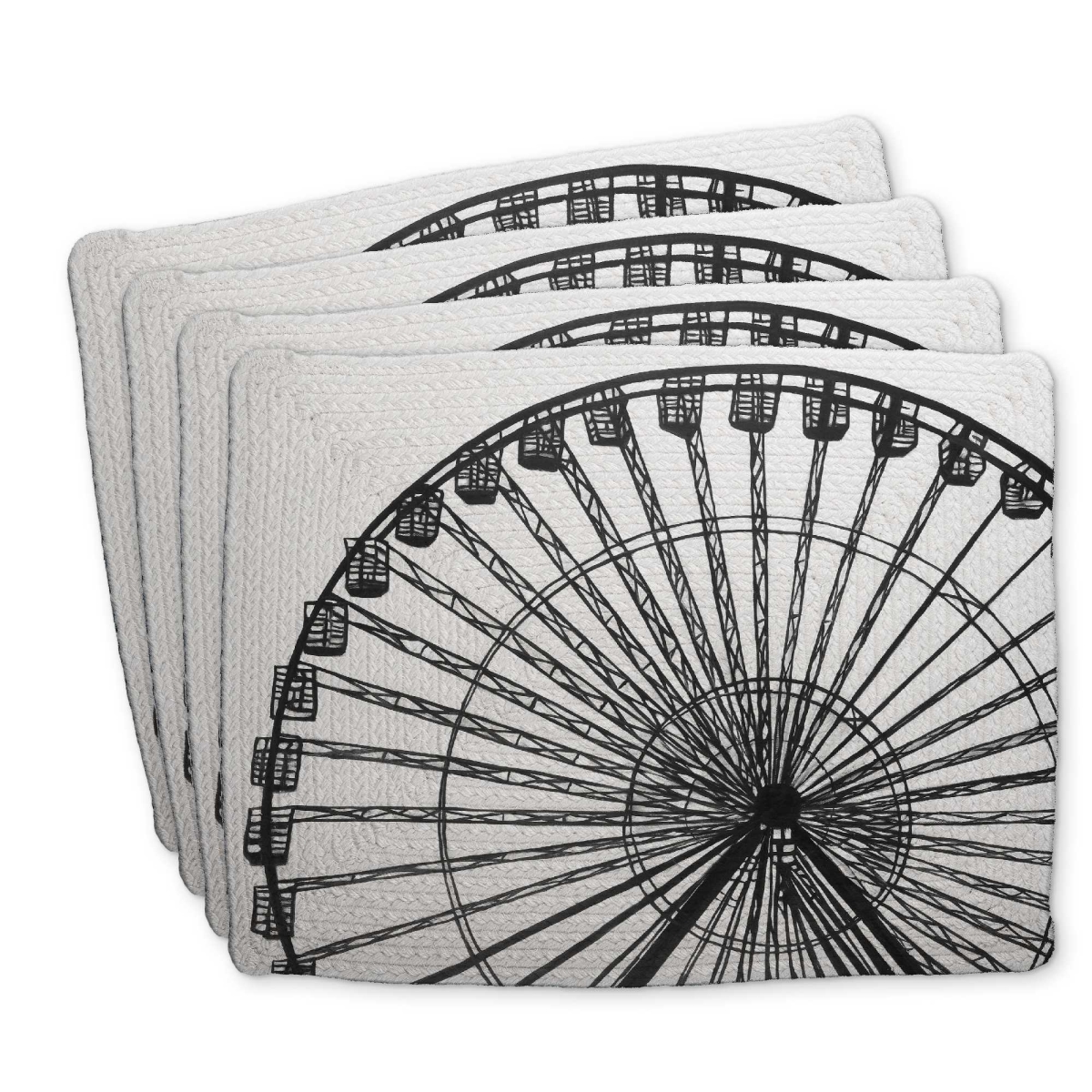 Picture of Begin Home Decor C4BP1418HWNADQ 14 x 18 in. Monochrome Ferris Wheel Braided Polyester Placemat - Decor - Set of 4