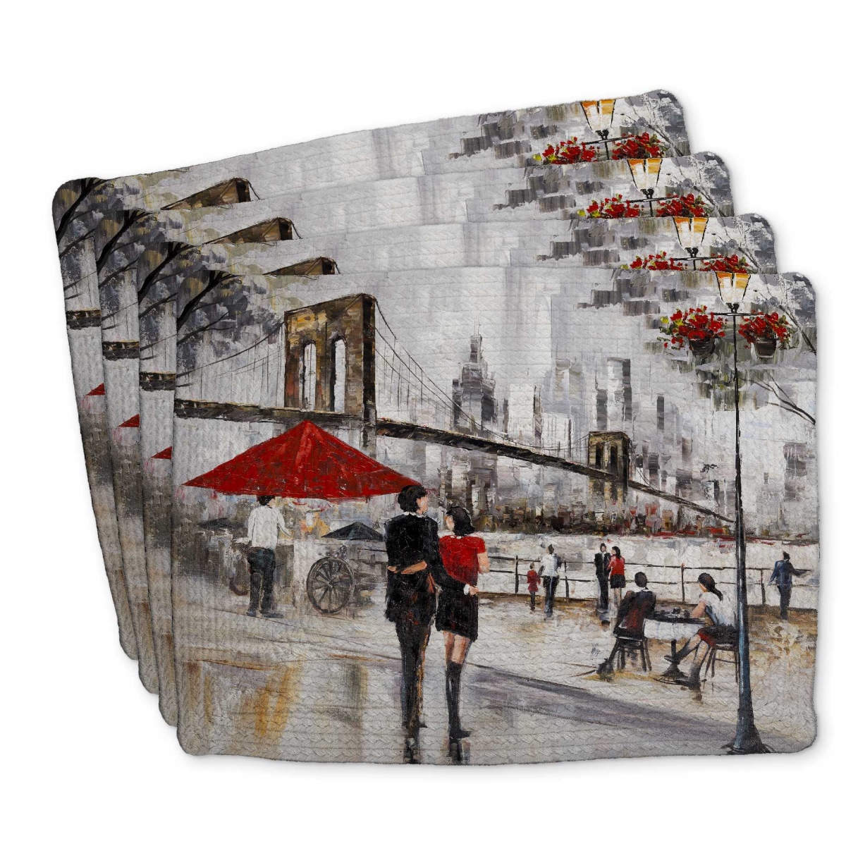 Picture of Begin Home Decor C4BP1418O9K9LA 14 x 18 in. Couple in York City Braided Polyester Placemat - Decor - Set of 4