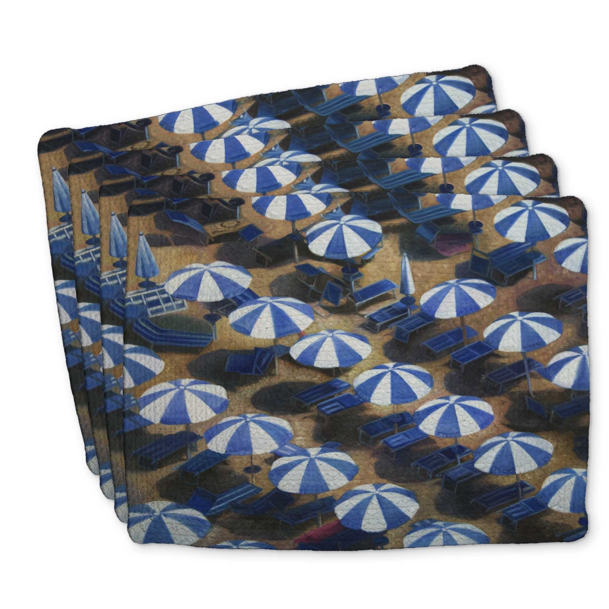 Picture of Begin Home Decor C4BP1418ZDC077 14 x 18 in. Beach Umbrellas - Braided Polyester Placemat for Home Decor - Set of 4