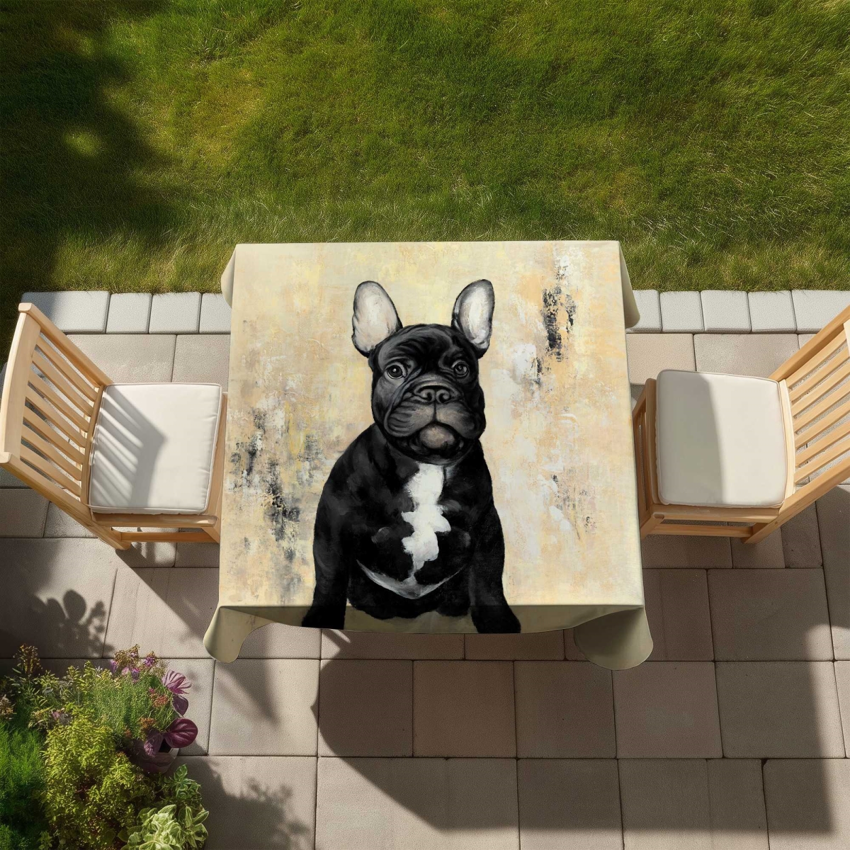 Picture of Begin Home Decor C1TC58586IUML6 58 x 58 in. French Bulldog Tablecloth - Contemporary Animals Home Decor