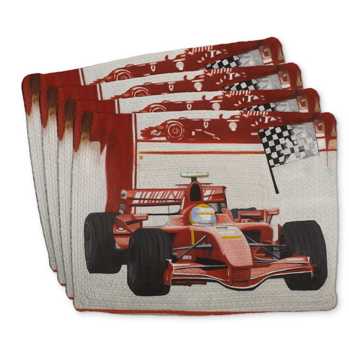 Picture of Begin Home Decor C4BP14183N2ECY 14 x 18 in. Formula 1 Car Braided Polyester Placemat - Home Decor - Set of 4