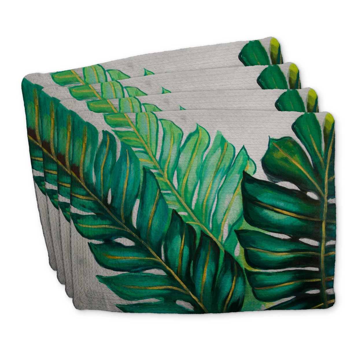 Picture of Begin Home Decor C4BP1418A7SJJH 14 x 18 in. Three Big Exotic Plant Leaves Placemat - Braided Polyester - Set of 4