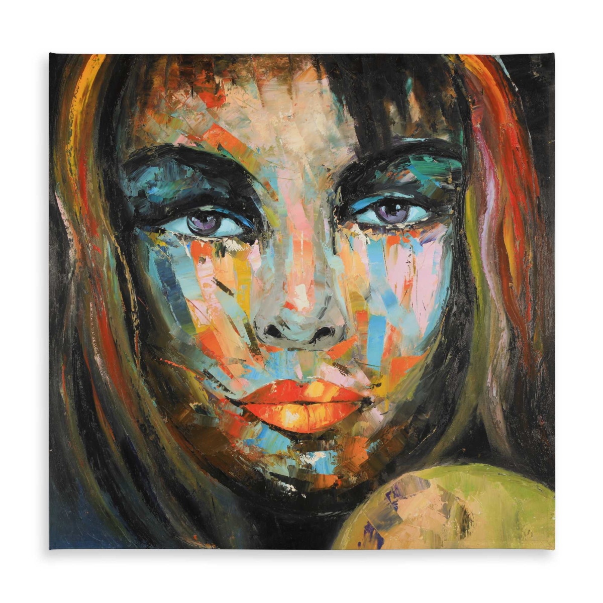 Picture of Begin Home Decor C1TC5858L4DVZA 58 x 58 in. Colorful Woman Portrait Tablecloth - Blue Figurative Decor