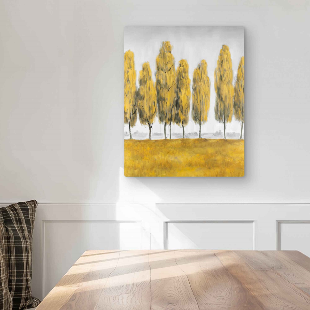 C1MP1620F302SI 16 x 20 in. Abstract Yellow Trees - Metal Print Wall Art for Home Decor