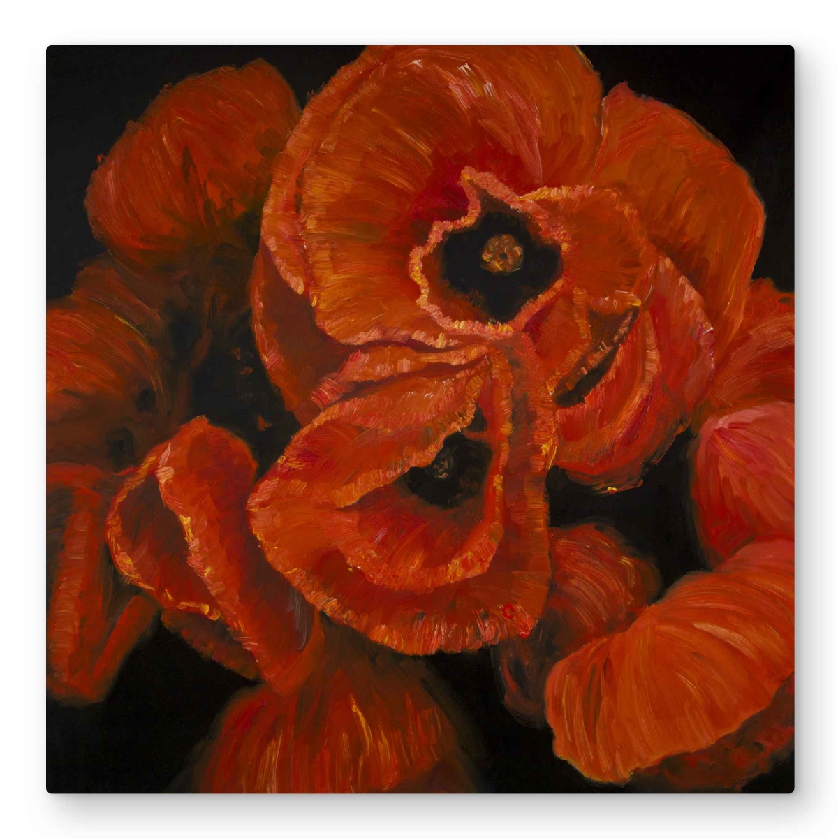C1MP3232NHWM6D 32 x 32 in. Poppy Bouquet - Red Floral Metal Print Wall Art for Home Decor