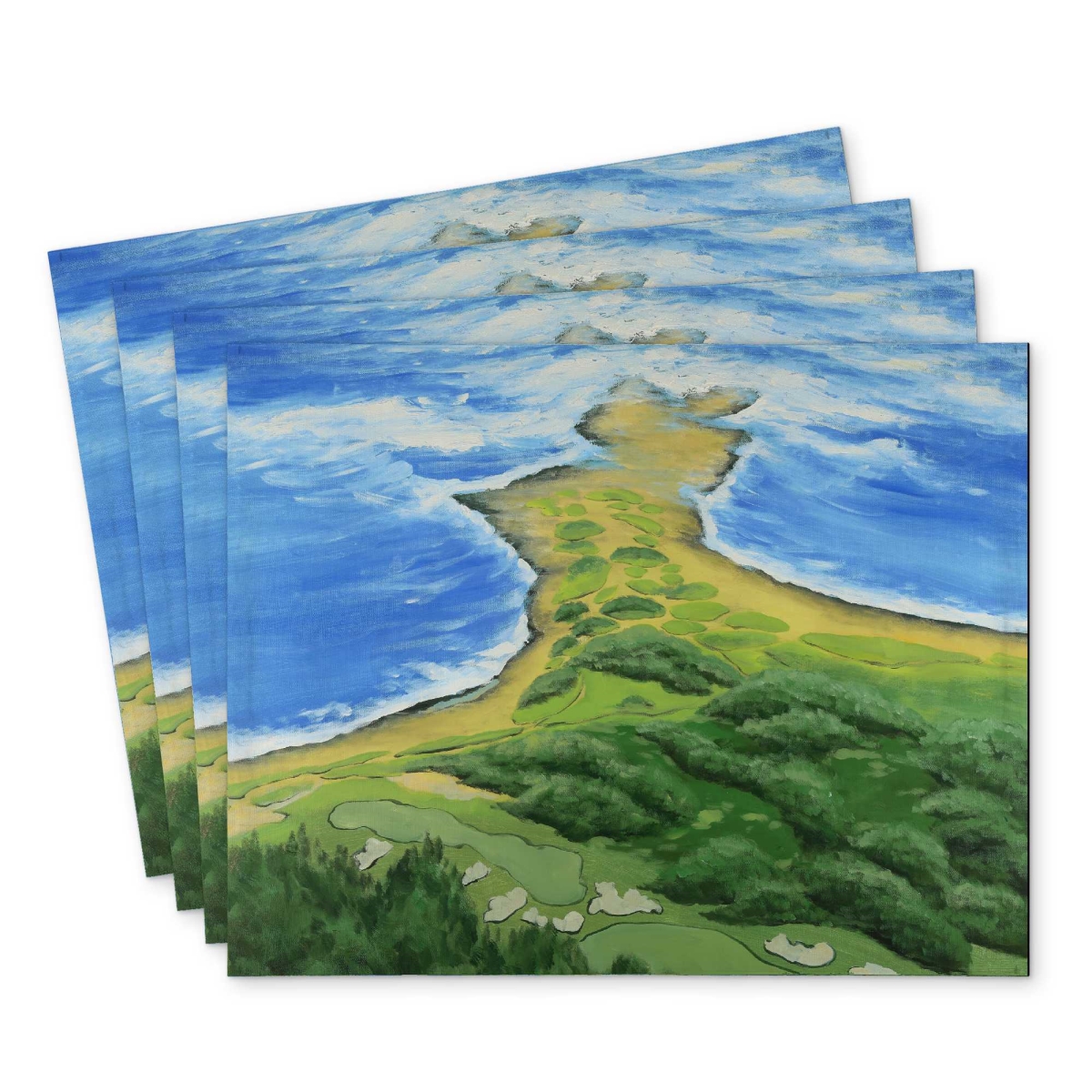 Picture of Begin Home Decor C4PP1418BB7KLD 14 x 18 in. Golf Course on the Coast Polyester Placemat - Home Decor - Set of 4