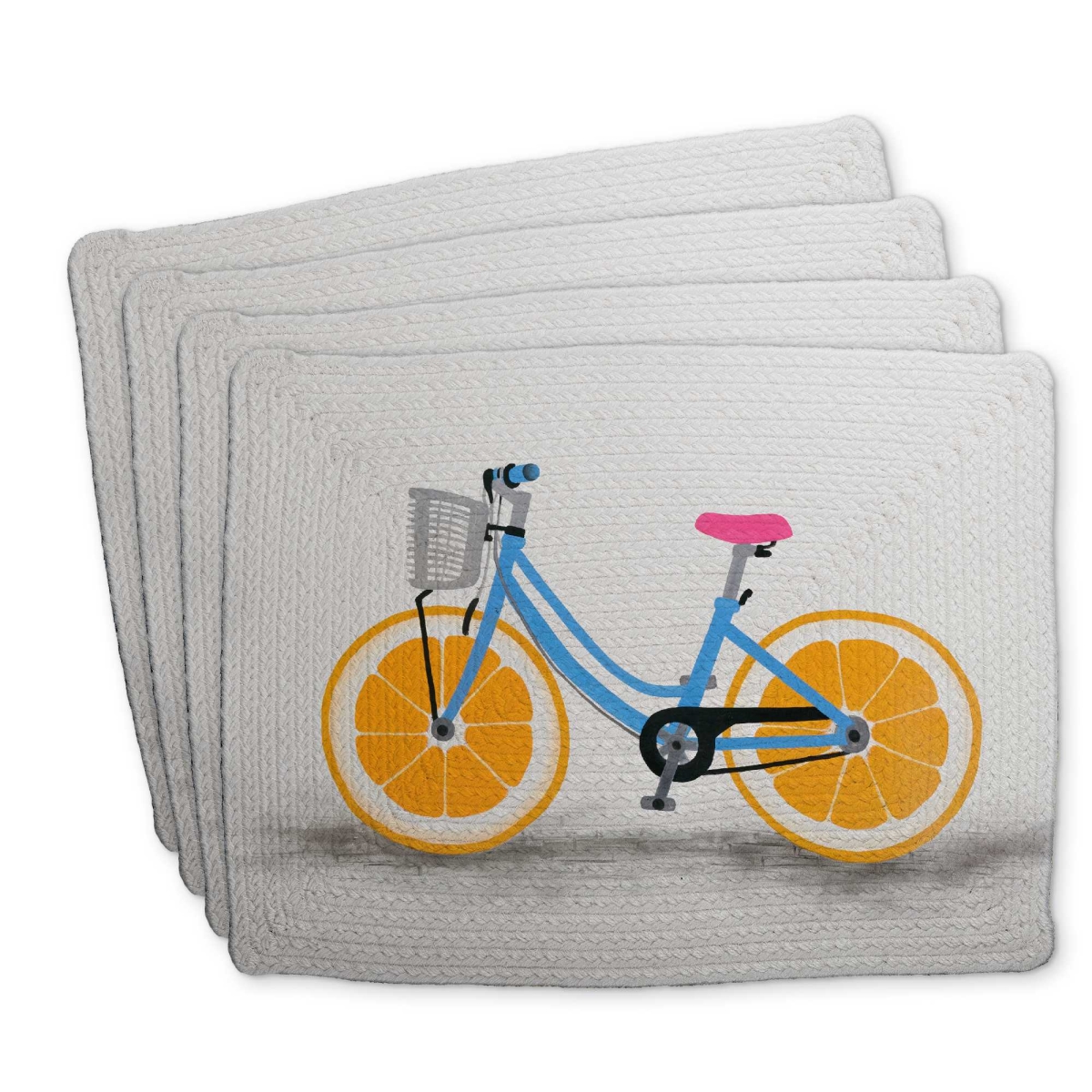 Picture of Begin Home Decor C4BP1418UDMIMA 14 x 18 in. Orange Wheel Bike - Braided Polyester Placemat for Home - Set of 4