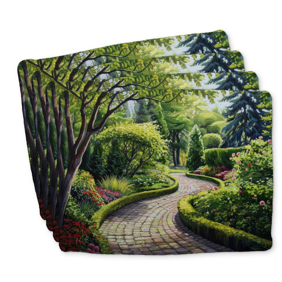 Picture of Begin Home Decor C4BP1418UKGFDX 14 x 18 in. Garden Path Braided Polyester Placemat for Home Decor - Set of 4