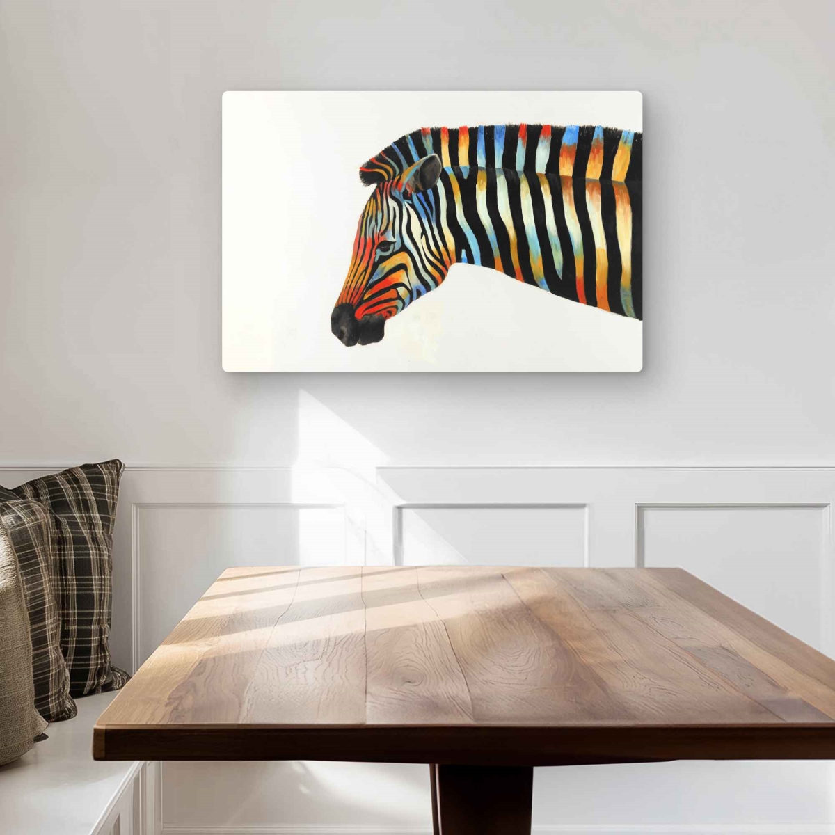 C1MP203099P6E7 20 x 30 in. Colorful Zebra - Blue Animals Metal Print Wall Art for Home Decor