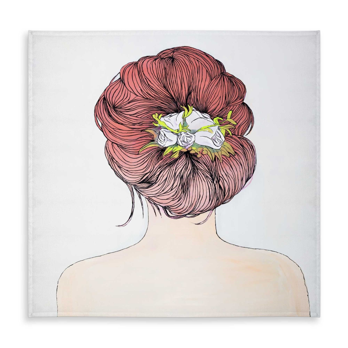 Picture of Begin Home Decor C1TC5858Q8C4FD 58 x 58 in. Lady with Flowers in Her Hair - Beige Tablecloth