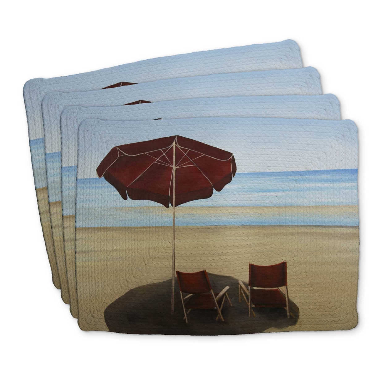 Picture of Begin Home Decor C4BP1418JK11OS 14 x 18 in. Relax at the Beach - Braided Polyester Placemat - Set of 4