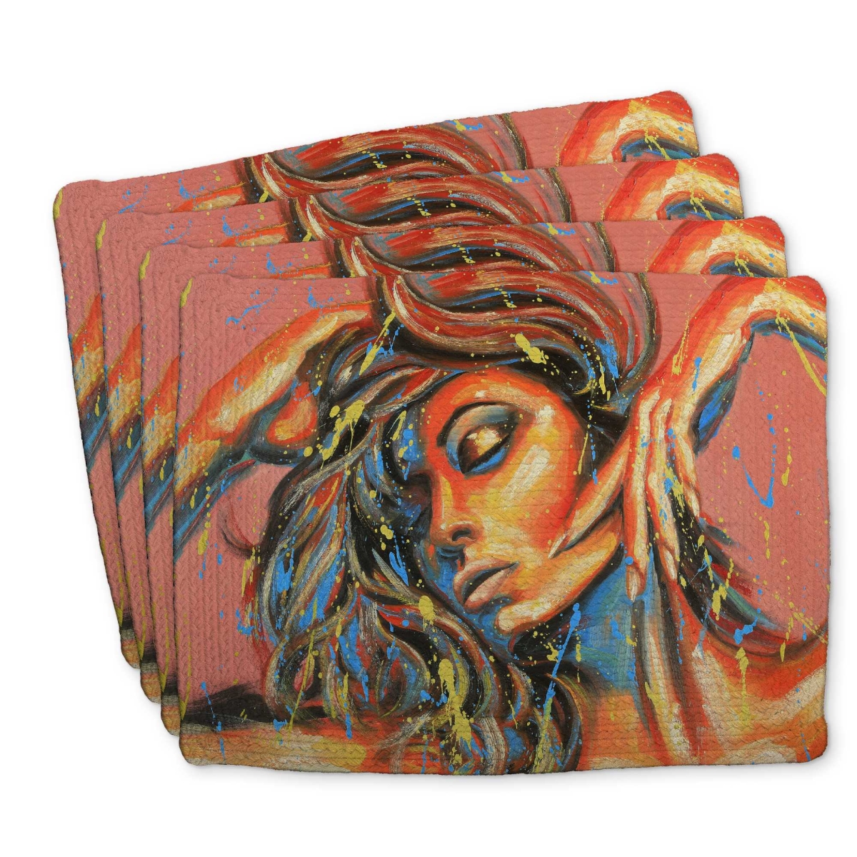 Picture of Begin Home Decor C4BP1418K2N5MQ 14 x 18 in. Dance The Colors Braided Polyester Placemat for Home Decor - Set of 4