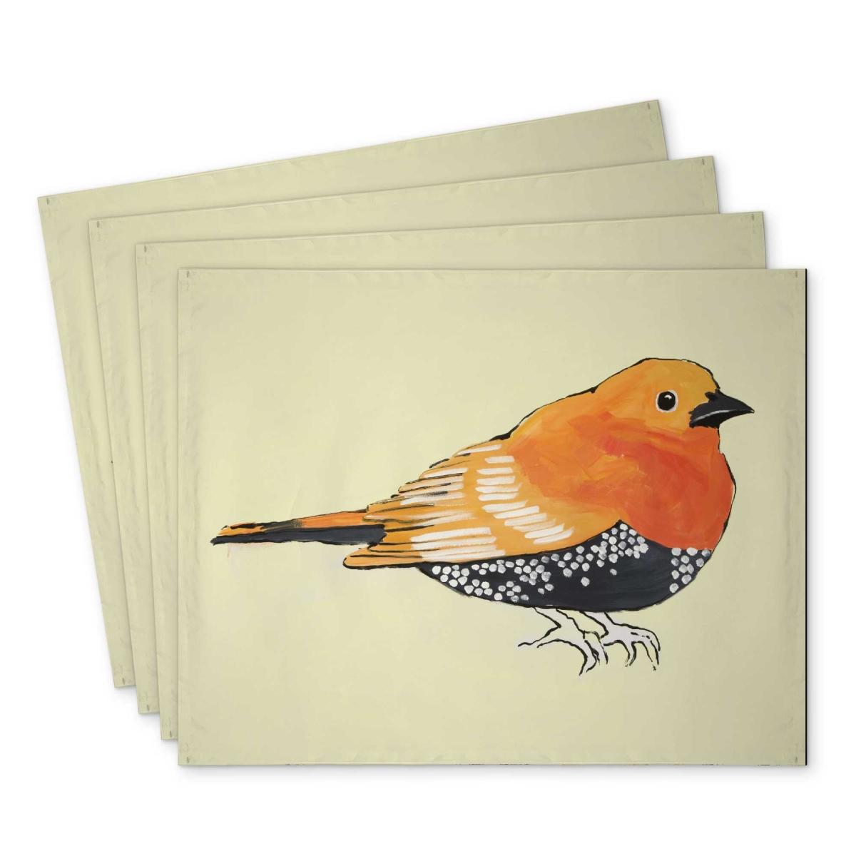 Picture of Begin Home Decor C4PP1418A4CJ5B 14 x 18 in. Little Orange Bird Illustration - Polyester Placemat - Set of 4