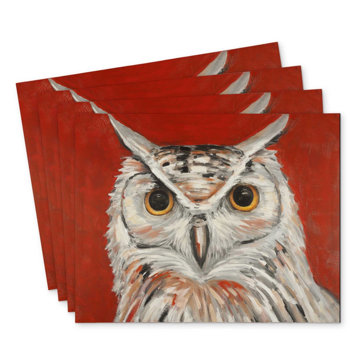 Picture of Begin Home Decor C4PP1418BNOCUK 14 x 18 in. Colorful Eagle Owl Polyester Placemat - Home Decor Accent - Set of 4