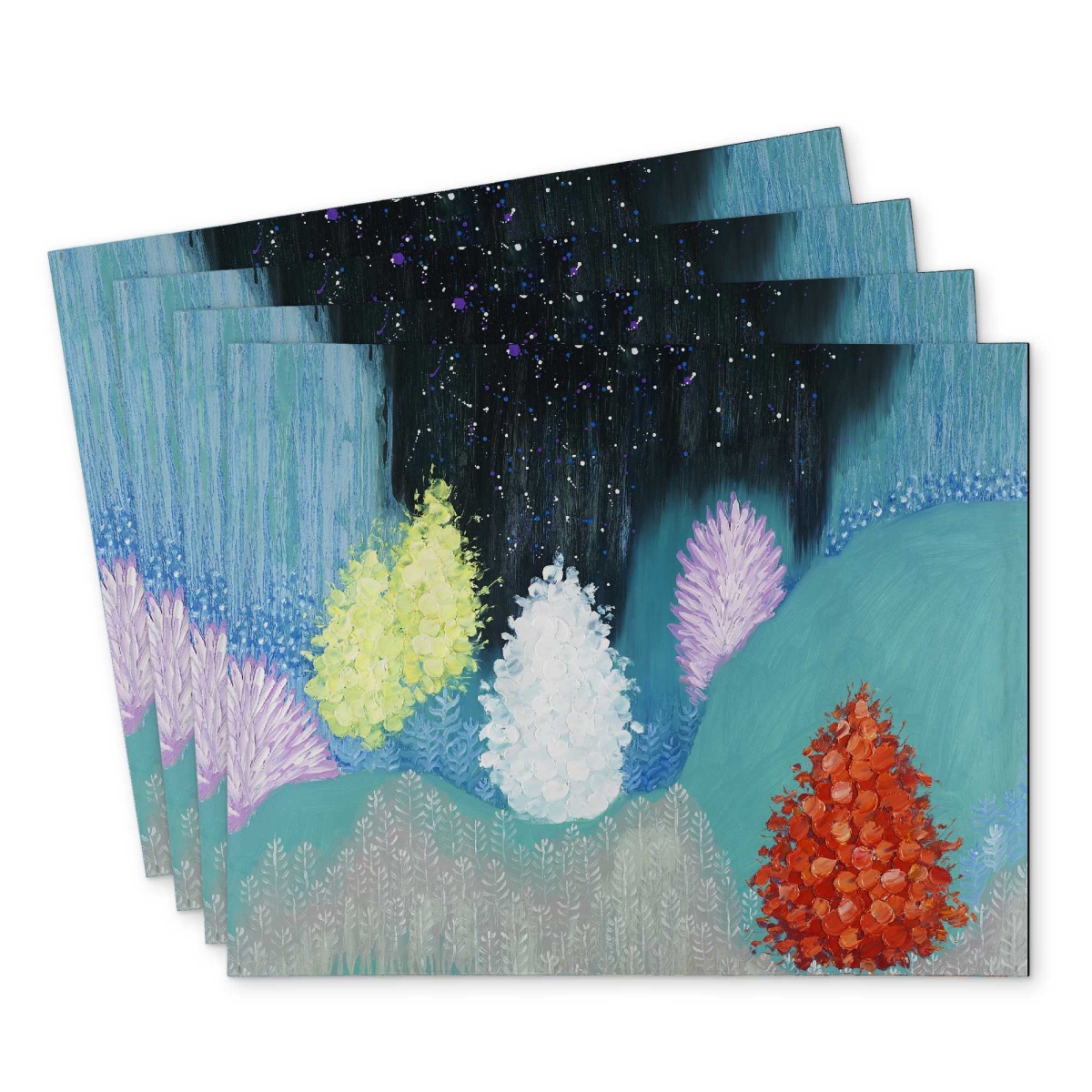 Picture of Begin Home Decor C4PP1418EFKCJD 14 x 18 in. Mysterious Colorful Forest Polyester Placemat - Home Decor - Set of 4