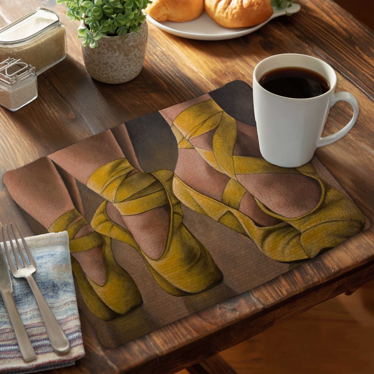 Picture of Begin Home Decor C4BP1418BYXJ63 14 x 18 in. Synchronized Ballerinas - Braided Polyester Placemat - Set of 4