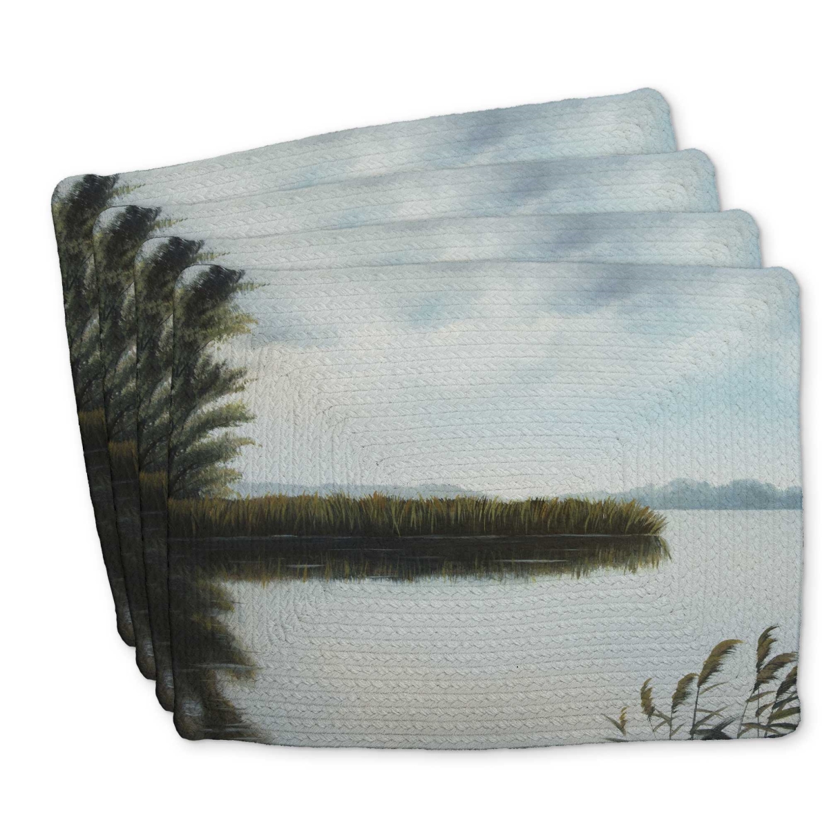 Picture of Begin Home Decor C4BP1418CKEQBZ 14 x 18 in. Quiet Lake Braided Polyester Placemats for Home Decor - Set of 4