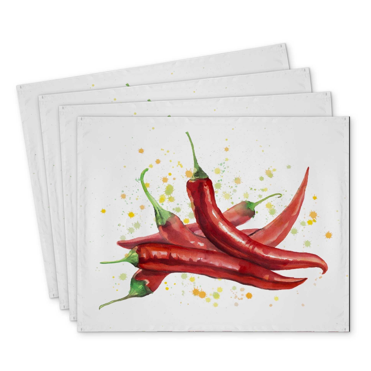 Picture of Begin Home Decor C4PP141878PI8K 14 x 18 in. Red Hot Peppers Polyester Placemat - Stylish Home Decor - Set of 4