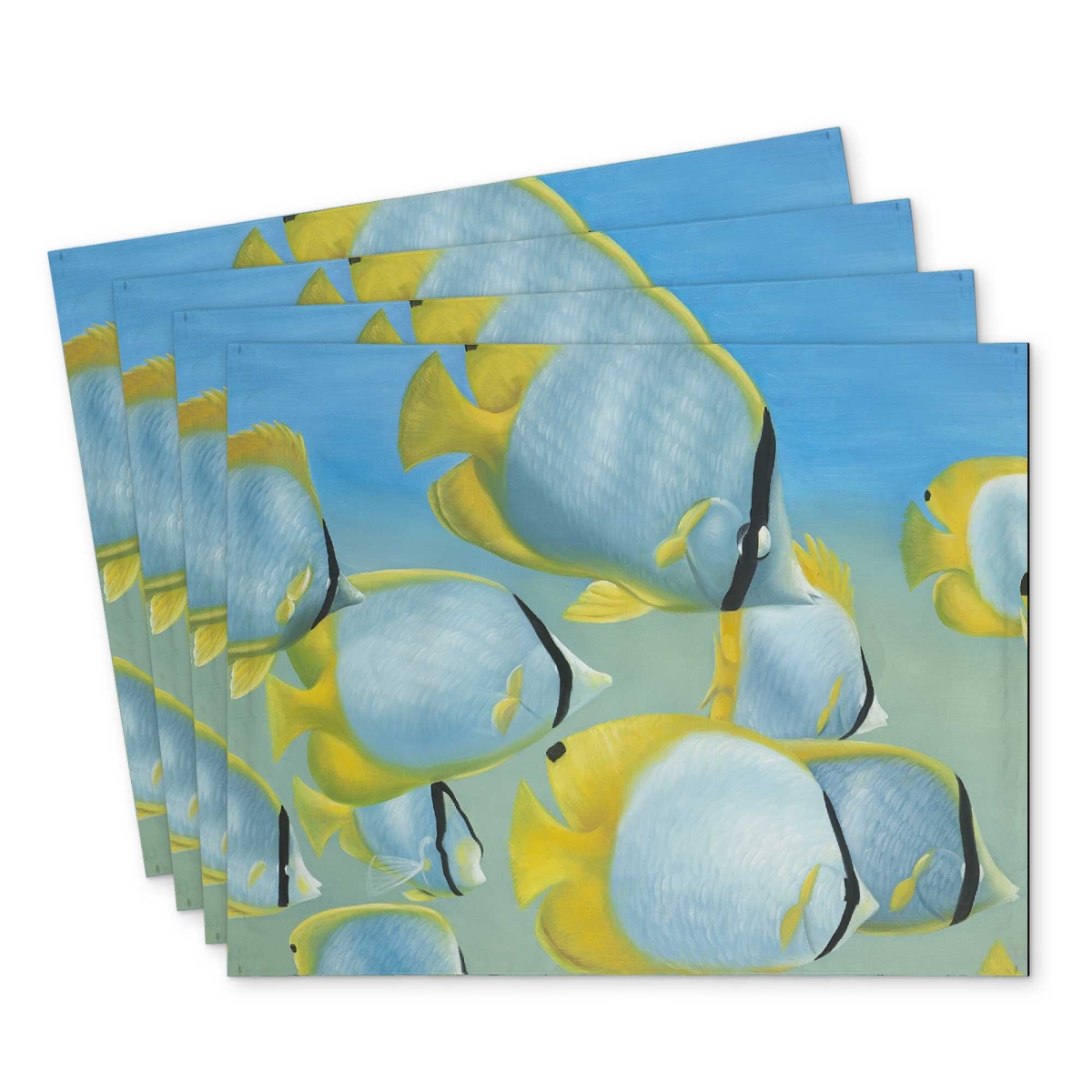Picture of Begin Home Decor C4PP14188EXBD9 14 x 18 in. Butterfly Fishes Polyester Placemat - Home Decor Accent - Set of 4