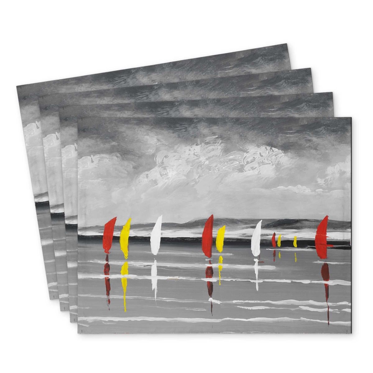 Picture of Begin Home Decor C4PP141898NIAO 14 x 18 in. Sailboats on the Lake Polyester Placemat - Home Decor Accent - Set of 4