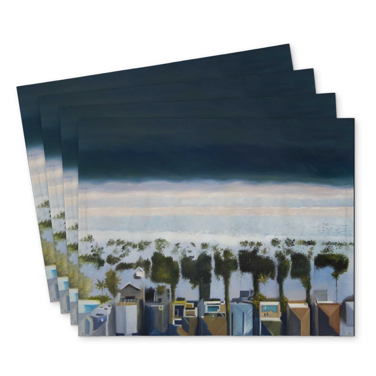 Picture of Begin Home Decor C4PP14184YEL1S 14 x 18 in. Birds Eye View of Beach Polyester Placemat - Home Decor - Set of 4