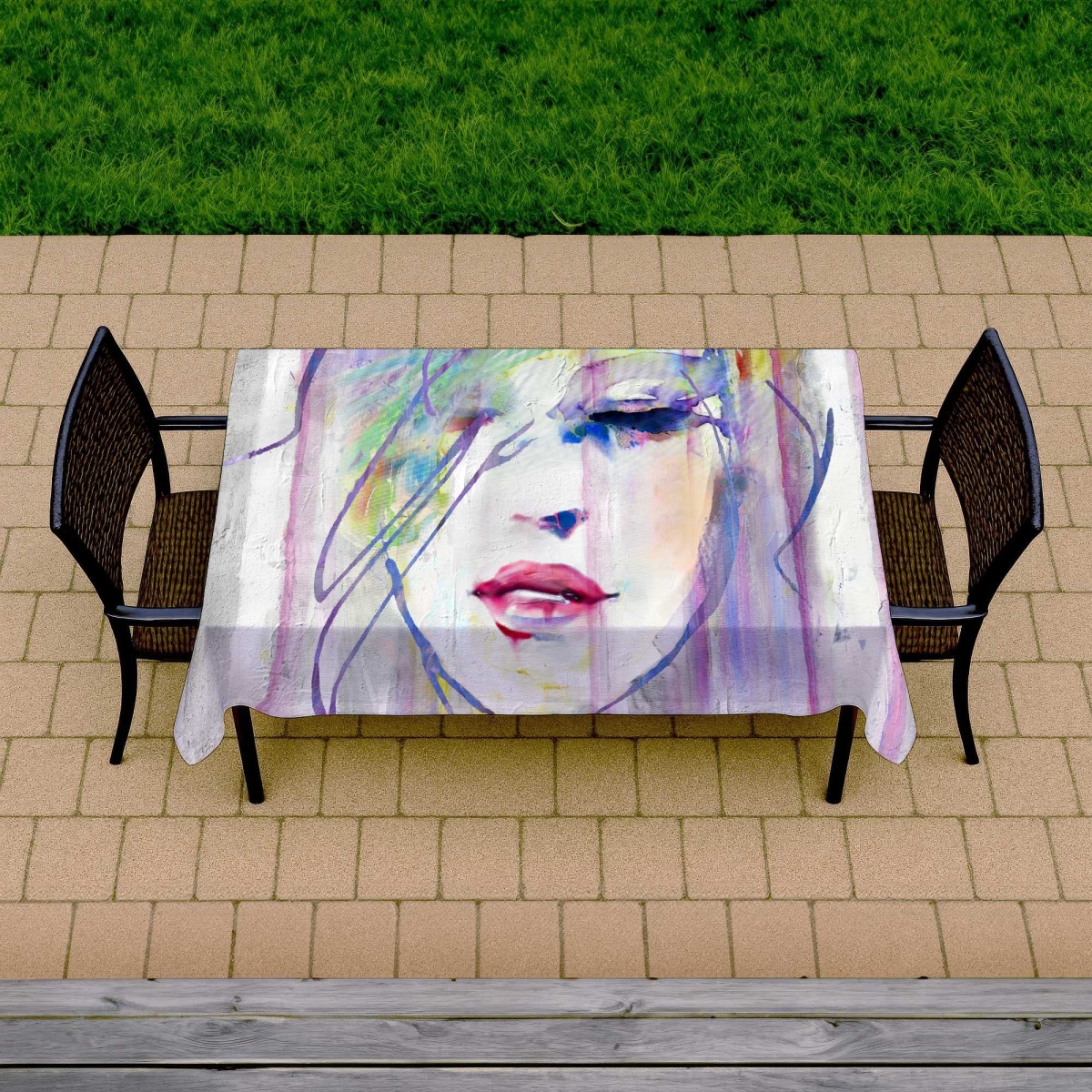 Picture of Begin Home Decor C1TCLRGEZOID00 58 x 102 in. Abstract Beauty Purple Bedroom Tablecloth for Home Decor