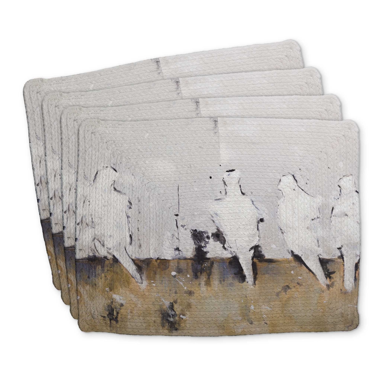 Picture of Begin Home Decor C4BP1418VZ6L54 14 x 18 in. Eight Perched Birds Braided Polyester Placemat - Home Decor - Set of 4