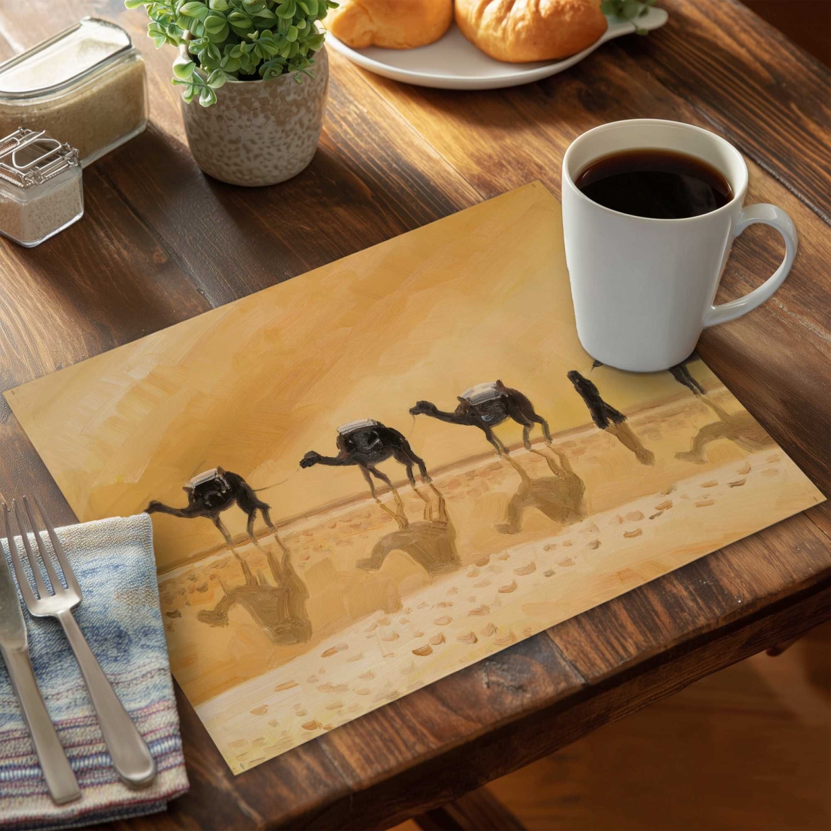 Picture of Begin Home Decor C4PP14182RQCM1 14 x 18 in. Walking in the Desert Polyester Placemat - Home Decor Accent - Set of 4