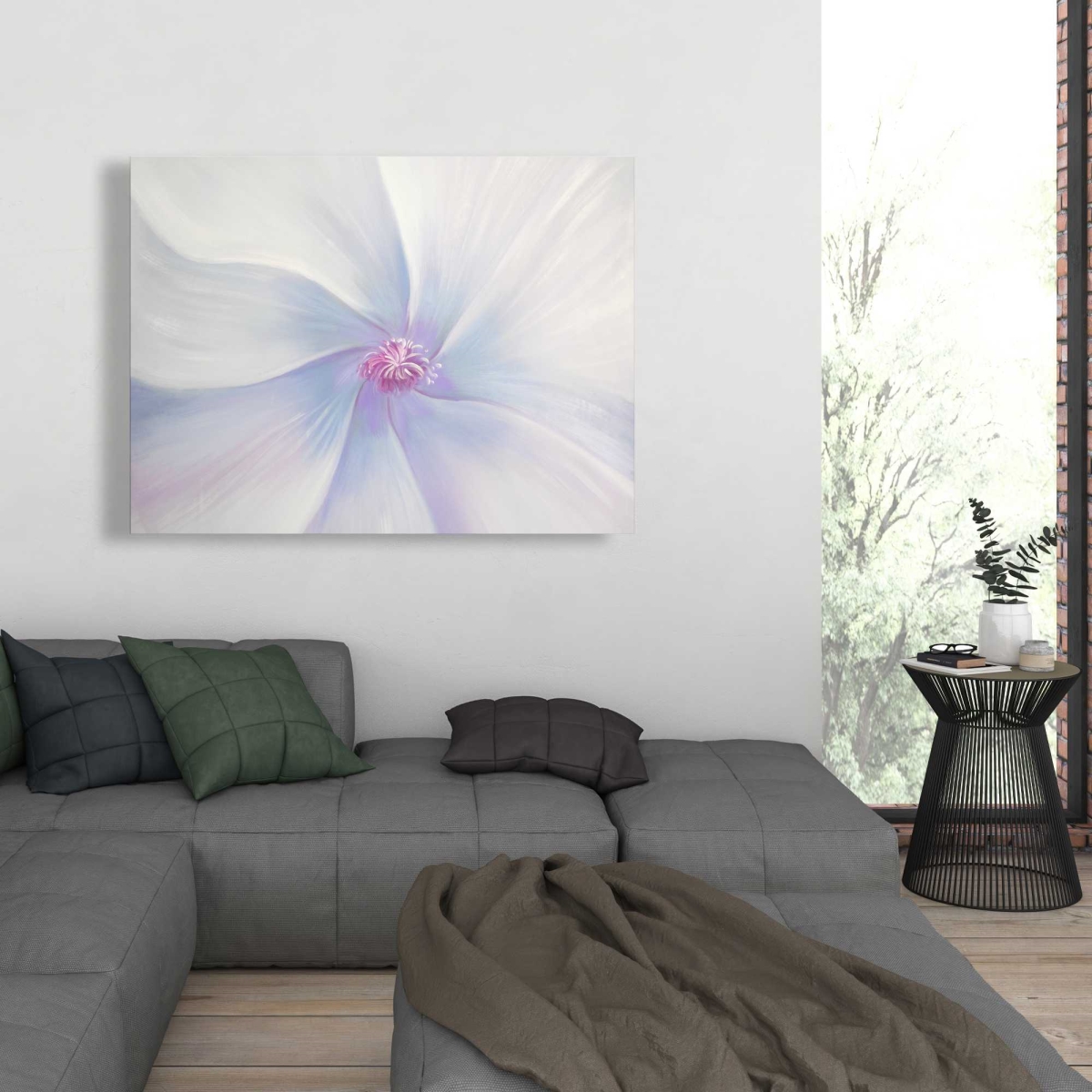 C1RC3648OW4I0N 36 x 48 in. Petals - Floral Blue Canvas for Home Decor - Botanical Art