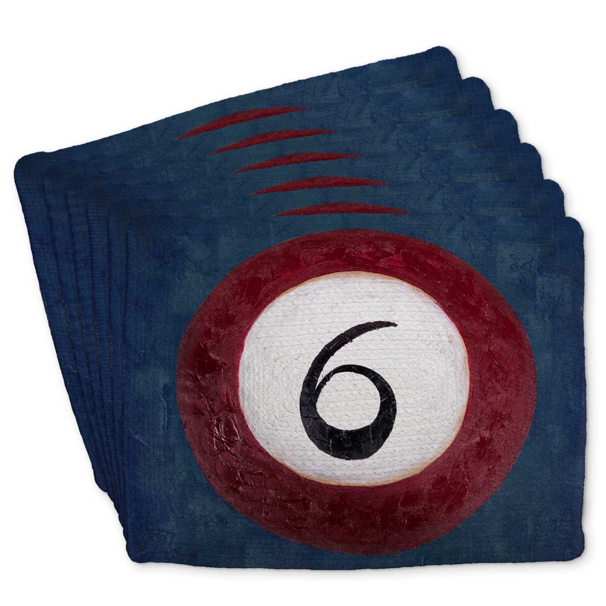 Picture of Begin Home Decor C6BP14180OSJXQ 14 x 18 in. Billiard Ball No6 - Braided Polyester Placemat - Set of 6