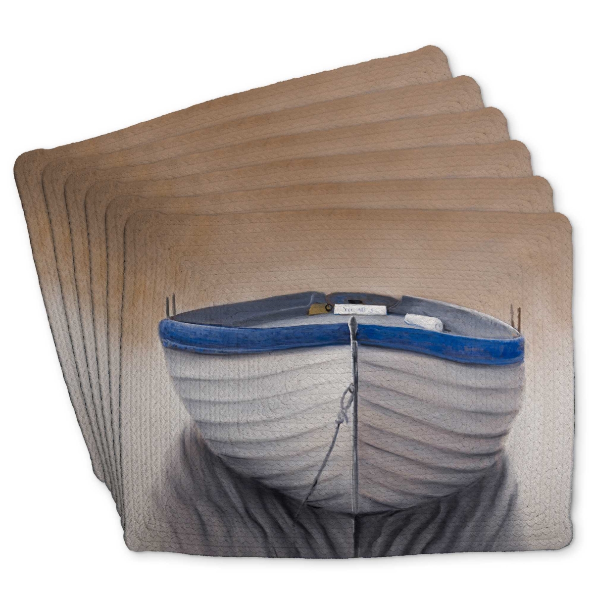 Picture of Begin Home Decor C6BP14185MBOAV 14 x 18 in. Canoe Boat Braided Polyester Placemat for Home Decor - Set of 6